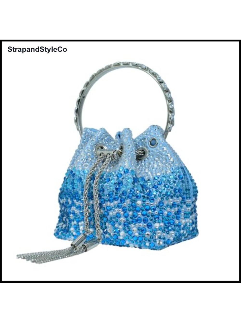 Rhinestone Crystal Evening Clutch Drawstring Wristlet Party Bag